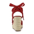 thumbnail image 2 of BLISSFUL STEP Chaussures pour Femmes Sandales Espadrilles à Talon Compensé Haut Bout Rond Rouge 9, 2 of 8