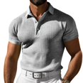 thumbnail image 2 of cfhntfmh V Neck Shirts for Men Slim Short Sleeve Muscle Golf T-Shirts Summer Knitted Collared Soft Buttons down Tees, 2 of 7