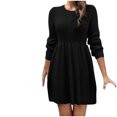 thumbnail image 2 of Gspmoly Robes d'Été, Robe Chandail à Manches Longues et Col Rond Unie pour Femmes, Robe Chandail Longueur Genou, Robes de Travail pour Femmes en Liquidation, 2 of 5