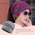 thumbnail image 2 of Tuque Décontractée Style Bohème Hijab Musulman Turban Extensible Mode Bonnets de Protection des Oreilles Accessoires de Coiffure Bonnet à Rayures Bleues, 2 of 6