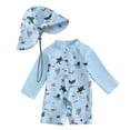 thumbnail image 1 of MIASHUI Boys One Piece Rash Guard Swimsuits Long Sleeve Swim Shirt for Kids Bathing Suits,Light Blue,0-3 Months, 1 of 4