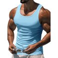 thumbnail image 1 of Innerwin Muscle Shirts Scoop Neck Mens Summer Tops Sport Solid Color Lightweight Tank Light Blue M, 1 of 3