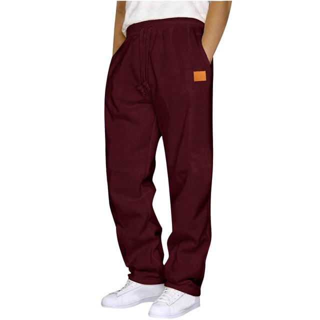 LIaqionyy Mens Sweatpants Open Bottom Casual Elastic Waist Drawstring Jogger Lounge Pants with Pockets