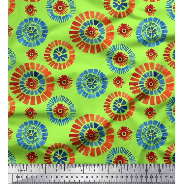 Soimoi Modal Satin Fabric Brush Stroke Abstract Printed Fabric 1 Yard 42 Inch Wide