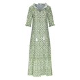 thumbnail image 4 of JUNWELL Robe Bohème d'Été pour Femmes, Robe Maxi Décontractée Grande Taille, Couleur Unie, Col en V, Robes Soleil, Dentelle à Franges, Longue Robe, 4 of 7