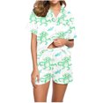 thumbnail image 1 of Jamicy Pyjama Mignon Femme Mode Décontractée Imprimé T-Shirt à Manches Courtes à Col à Revers avec Short Ample Confortable Ensemble de Pyjama pour la Maison, 1 of 3