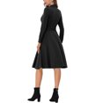 thumbnail image 3 of INSPIRE CHIC Robe Midi en Tricot pour Femme, Élégante, Col Montant, Manches Longues, Taille à Nouer, pour le Travail, TP, Noir, 3 of 6