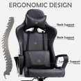 thumbnail image 3 of Video Gaming Chair, PU Leather Racing Chair, Ergonomic Office Chairs High Back Gamer Chair Computer Desk Chairs Lumbar Support with Arms Swivel Chair  for Adults(Black), 3 of 7