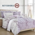 thumbnail image 4 of All Season 10-Piece Comforter Set - Reversible Marble Print Bedding with Plush Down Alternative Fill - Perfect for Year-Round Use, Queen Size, Lilac/White, 4 of 6