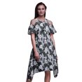thumbnail image 1 of Bimba Grey Tie-Dye Printed Womens Cold Shoulder Tunic Party Round Neck Shift Dress - X-Small, 1 of 1