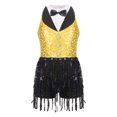 thumbnail image 3 of YONGHS Enfants Filles Paillettes Latin Jazz Robe de Danse à Franges Smoking Danse Moderne Justaucorps Combinaison Jaune 12, 3 of 7