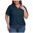 thumbnail image 2 of Timegard Hauts pour Femmes Grande Taille Col à Revers Col en V Manches Courtes T-Shirts Basiques Confortables Hauts Décontractés Amples, 2 of 8