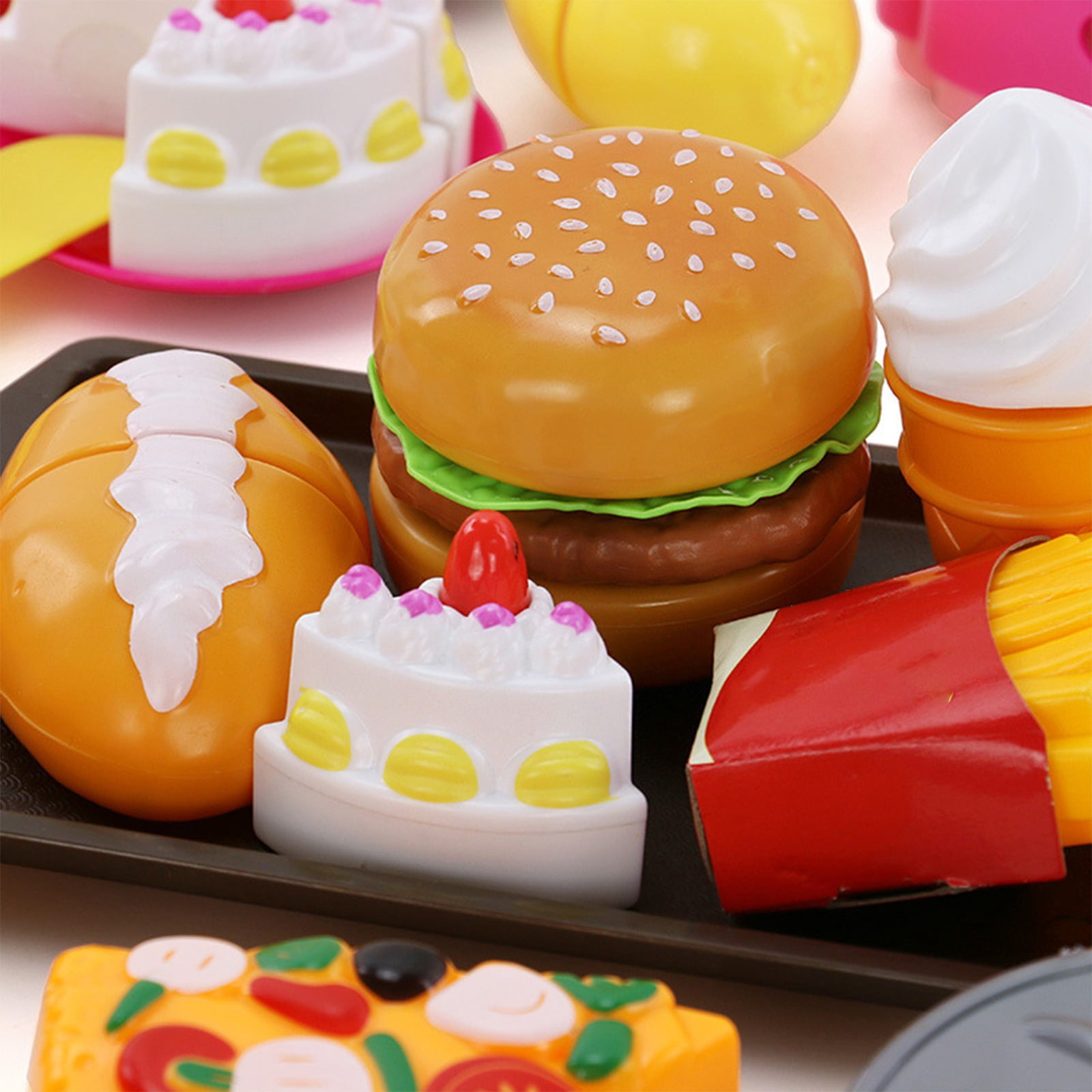 Set De Jeu De Nourriture 63 Pièces – Fast-food Simulé Avec Plateau – Hamburger, Hotdog, Frites – Pour Enfants Dès 3 Ans