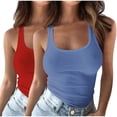 thumbnail image 1 of Plebaso 2 Pack Ribbed Tank Tops for Women Spaghetti Strap Slim Tops Scoop Neck Sleeveless Summer Tops, 1 of 4
