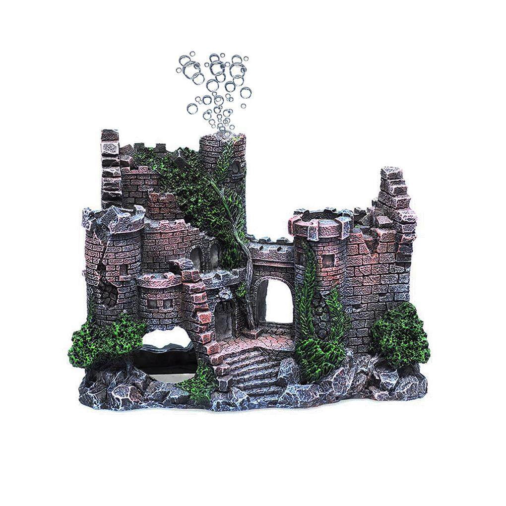 tredstone Aquarium Ornament Aquarium Decoration Stone Castle Resin Hide House Fish Tank Aquarium Accessories Small Shrimp Turtle Fish Tank Accessories