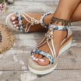 thumbnail image 2 of Sandales à Plateforme Bohèmes pour Femmes, Robe, Plage, Décontractées, Espadrilles en Lin, Talon Compensé Épais, Slingback, Été, 2 of 6