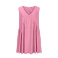 thumbnail image 4 of Penkiiy Robe Courte Sans Manches à Col en V pour Femme, Ample, d'Été, Plissée, Évasée et Fluide, L Rose Vif, 4 of 7