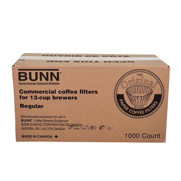 Bunn 1000 Paper Regular Coffee Filter for 12-Cup Commercial Brewers (Case of 1,000)