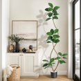 thumbnail image 4 of 6.9ft Artificial Rubber Tree with Off White Sphere Resin Planter & Stone,Indoor Artificial Tree Tall Plant Fake Tree,Faux Fiddle Leaf Fig Tree for Home Decor, 4 of 7