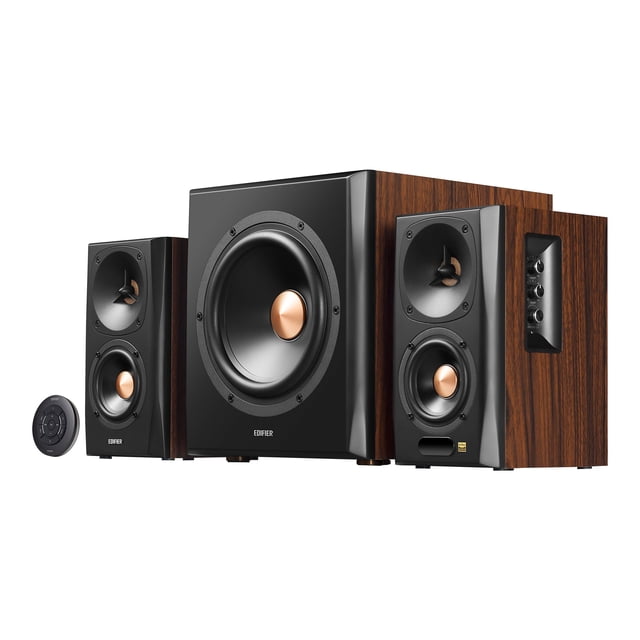 Edifier S360DB Bookshelf Speaker with Wireless Subwoofer, 2.1 Speaker System, Bluetooth v4.1 AptX Wireless Sound, for Computer Rooms, Living Rooms, and Dens