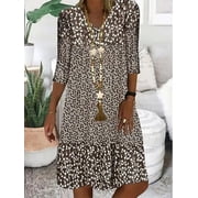 2024 Trendy Large Size Women‘s Dress Summer Print Short Sleeve Loose Casual Dresses Female Elegant Fashion Beach Ladies Clothes