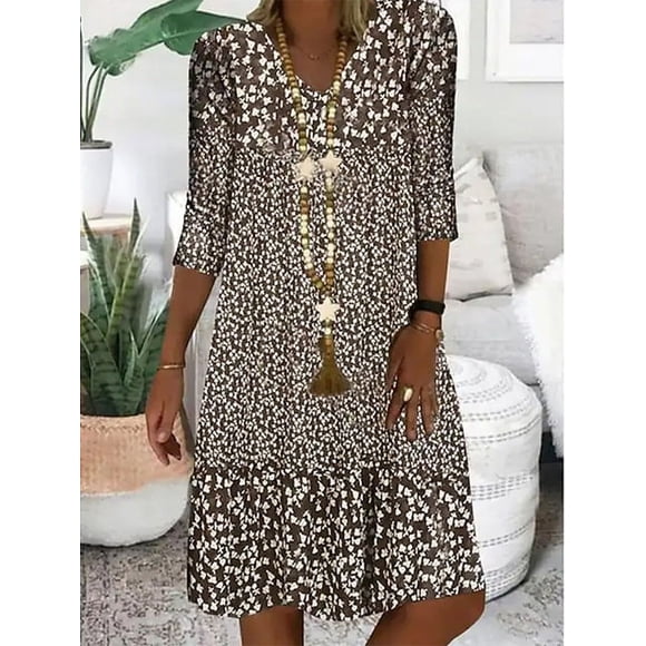 2024 Trendy Large Size Womenâs Dress Summer Print Short Sleeve Loose Casual Dresses Female Elegant Fashion Beach Ladies Clothes