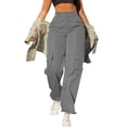 thumbnail image 1 of Timegard Pantalon Cargo pour Femmes Taille Haute Jambe Droite Actif Randonnée Pantalon d'Extérieur Automne Couleur Unie, 1 of 6