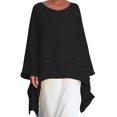 thumbnail image 2 of pxiakgy T-Shirts pour Femmes Mode Grande Taille Irrégulière Décontractée Lin Manches Longues Col Rond blouse T-Shirts Femmes Noir + TTG, 2 of 9
