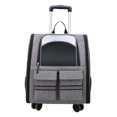 thumbnail image 3 of TISHITA Cat Trolley Case Backpack Kennel with Wheel Breathable Handbag Tote Carrying Bag gray, 3 of 8
