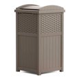 thumbnail image 3 of Suncast Wicker Plastic Hideaway Trash Can w/Lid, Dark Taupe (3 Pack), 3 of 6