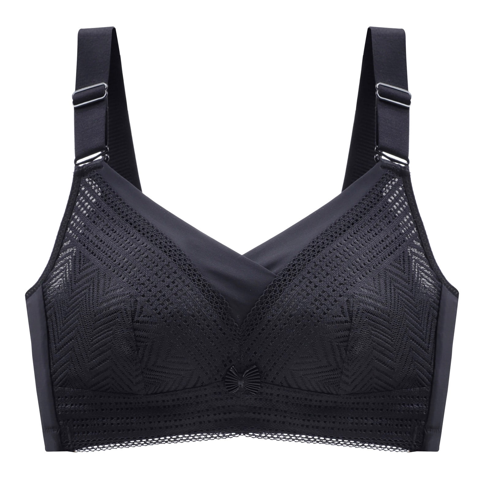B91xZ Lightly Lined Underwire T-Shirt Bra Adjustable Strap Triangle Bra,Black 42E