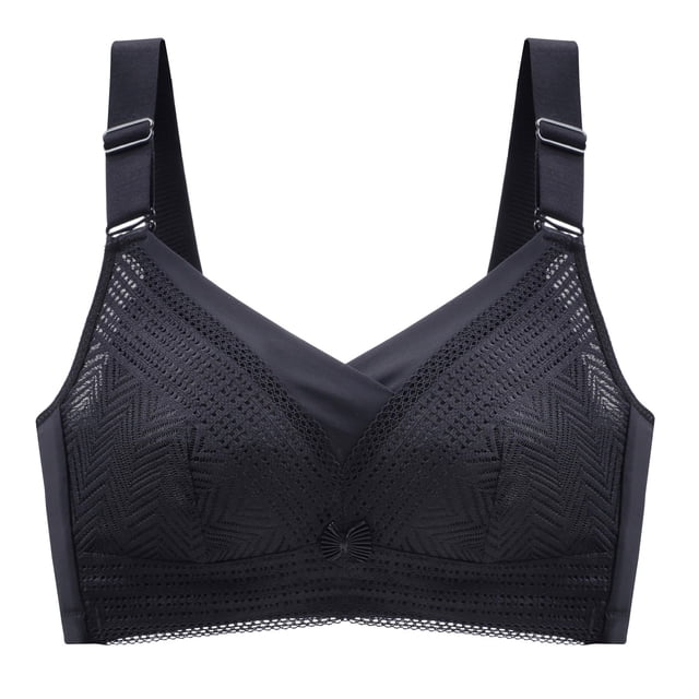 B91xZ Full Coverage Plus Size Non Padded Wireless Minimizer Bra Plus Size Lace Unlined Underwire Bra,Black 38B
