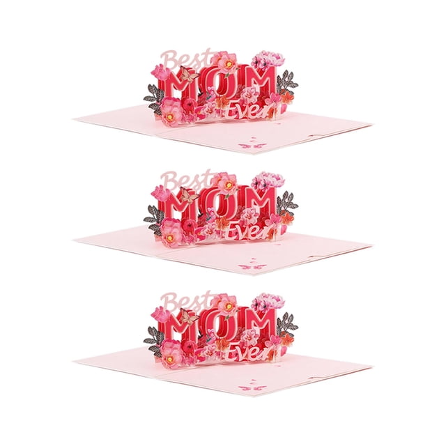 KLKCMS Cards, for Birthday, Flower , Birthday Card, Mother's Day Card for Wife, Mom, 3Pcs