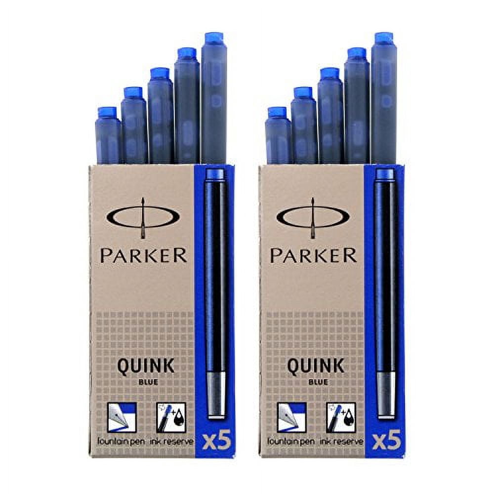 Parker Quink Washable Ink Fountain Pen Refill Cartridges, 10 Blue Ink Refills (3016031PP) (10 Cartridges, Blue)