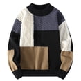 thumbnail image 3 of Xcmzpl Oversized Sweaters for Men Twist Textured Fisherman Sweater Crew Neck Long Sleeve Knit Pullover Big and Tall Color Block Sweaters, 3 of 5