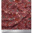 thumbnail image 1 of Soimoi Red Silk Fabric Floral & Leopard Animal Skin Print Fabric by Yard 42 Inch Wide, 1 of 3