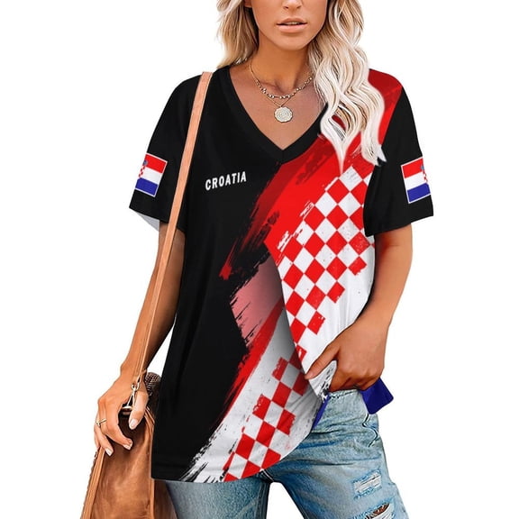 Chandail de Soccer pour Femmes Croatie 2026 Fans de Soccer avec Drapeau de la Nation Chandail Personnalisé
