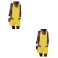 thumbnail image 1 of serony Combinaison d'Été Sans Manches à Col Rond pour Femme, Décontractée, Couleur Unie, Poches avant, Jaune S Jaune m 2Set, 1 of 6