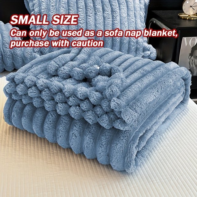 1pc Thickened Blanket Soft And Comfortable Faux Rabbit Hair Reversible Blanket Thermal Fleece Blanket Nap Blanket Air Conditioning Blanket Office Gift Blanket Perfect For All Seasons
