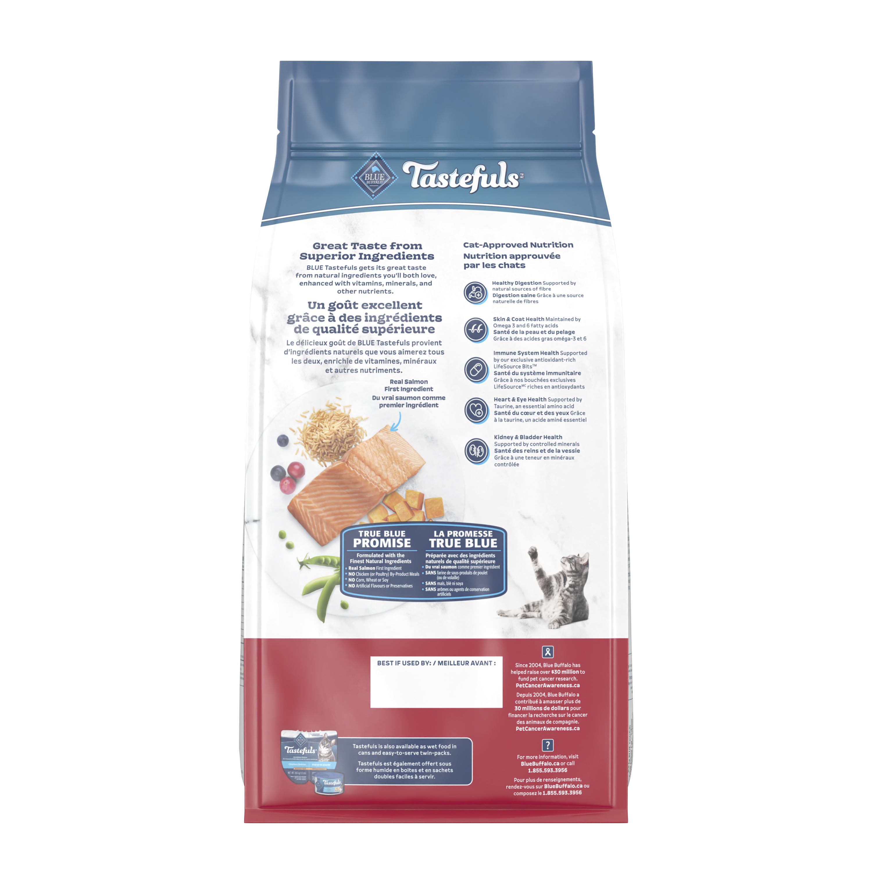 Blue Buffalo Tastefuls Nourriture Sèche, Chat d'Intérieur Adulte, Saumon et Riz Brun 0.9kg