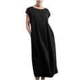 thumbnail image 1 of TopLLC Robes d'Été pour Femmes, Robe Maxi pour Femmes, Coton Col Rond Uni Sans Manches Col Rond Rétro Grande Taille Robes d'Été, Robes d'Été pour Femmes, 1 of 6