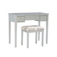 thumbnail image 1 of Linon Coiffeuse Papillon et Tabouret Rembourré Miroir Relevable 2 Tiroirs en Bois Argenté, 1 of 14
