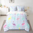 thumbnail image 2 of Ensemble de Douillette Très Grand Flamingo 7 Pcs, Ensemble de Lit Tropical avec Draps Feuilles de Palmier pour Enfants Garçons Filles, Ensemble de Lit Faune Botanique Réversible, 2 of 5