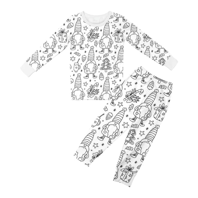 MIASHUI Kid DIY Hand Painted Homewear Set Boy Girl Pajama Sets Cute Funny Cartoon,White,7-8 Years