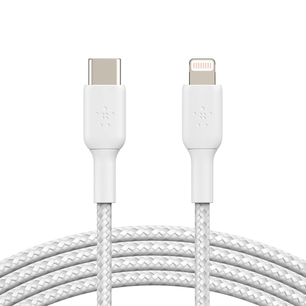 Câble de Charge/Sync Tressé USB-C vers Lightning 4pi Blanc de Belkin