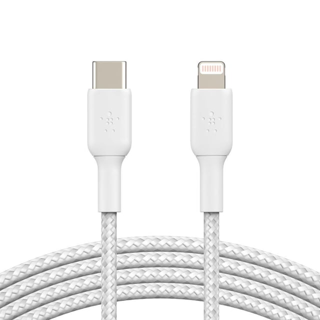 Belkin Braided USB C to Lightning Cable 4ft White