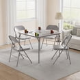 thumbnail image 2 of Folding Table, 33.6-inch Portable Square Folding Card Table, Black Metal Folding Table with PU Soft Cushion, Suitable for Living Room, Office, Camping, 2 of 9