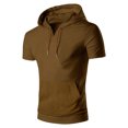 thumbnail image 4 of Birdeem Blouse à Capuche pour Hommes Chemise de Sport Unie avec Boutons Col Rond Manches Courtes, 4 of 12