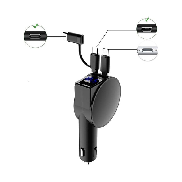 Cameland 3-In-1 Retractable Fast Charging Car Adapter,60W Super Fast Charging