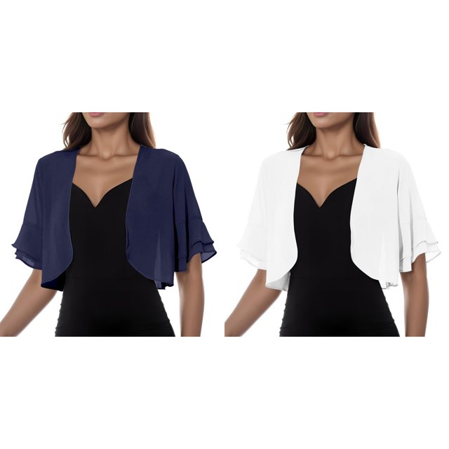 (2-Pack) Kcodviy Women Solid Mesh Animal Print Kimono Irregular Short Sleeve Loose Womens Plus Size Open Front Sweaters Cardigan Beach Holiday Tops